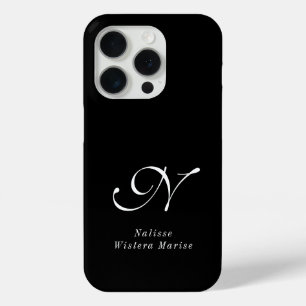 Coque Case-Mate iPhone Monogramme de nom noir et blanc moderne