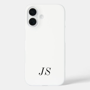Coque Pour iPhone 16 Monogramme de nom noir et blanc moderne