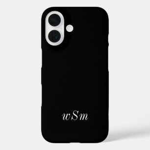 Coque Pour iPhone 16 Monogramme de nom noir et blanc moderne