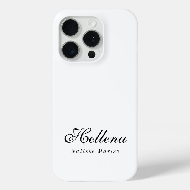 Coques Case-Mate iPhone Monogramme de nom noir et blanc moderne (Verso)