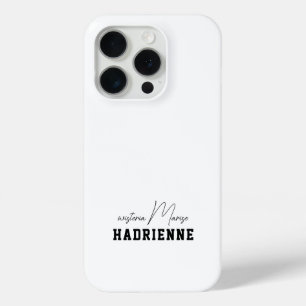 Coque Case-Mate iPhone Monogramme de nom noir et blanc moderne