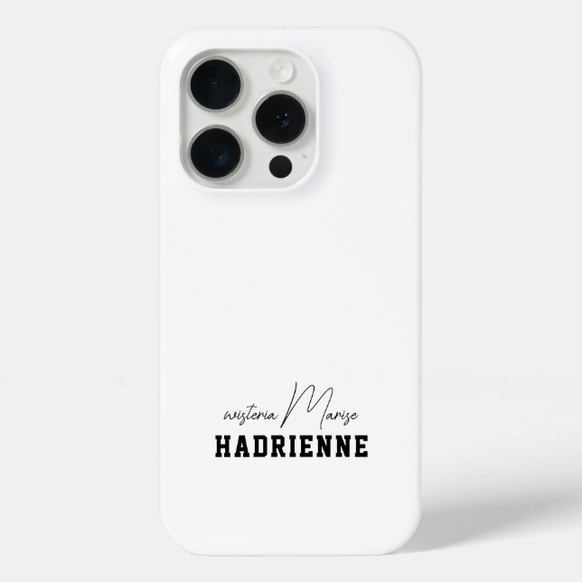 Coques Case-Mate iPhone Monogramme de nom noir et blanc moderne (Verso)