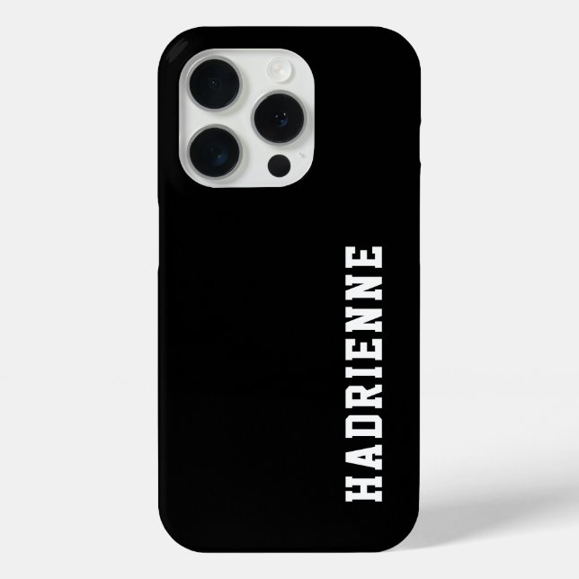 Coques Case-Mate iPhone Monogramme de nom noir et blanc moderne (Verso)