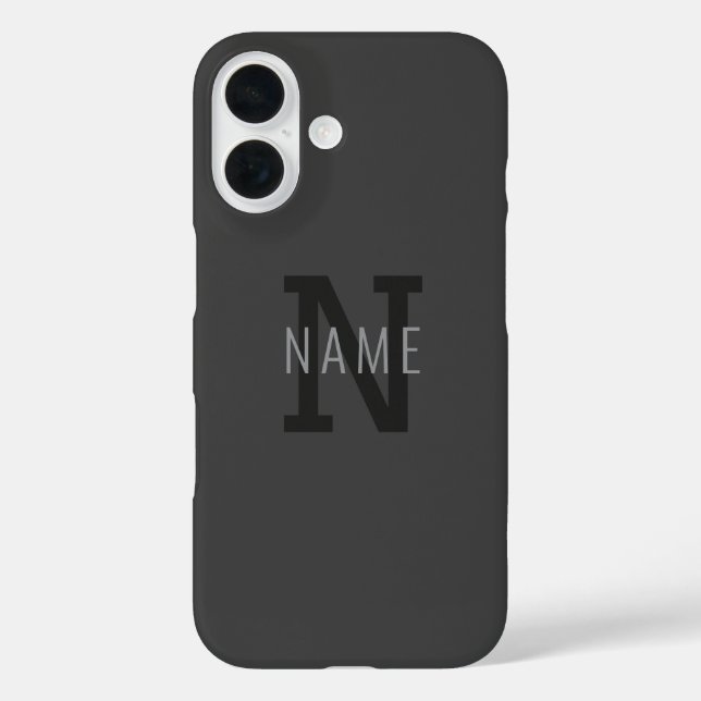 Coques Case-Mate iPhone Monogramme de nom (ou autre texte) gris foncé mode (Verso)