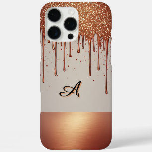 Coque iPhone 16 Pro Max Monogramme de nom personnalisé avec paillettes de 