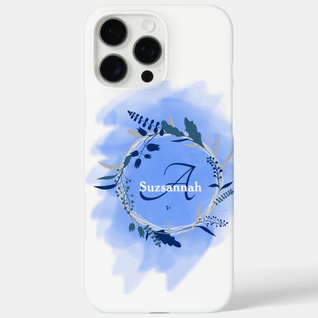 Coques Case-Mate iPhone Monogramme de nom personnalisé Couronne aquarelle  (Verso)