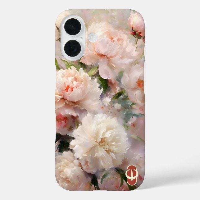 Coques Case-Mate iPhone Monogramme de nom personnalisé Pivoines roses (Verso)