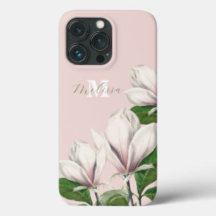 Case-Mate iPhone Case Monogramme de nom rose magnolia floral vintage