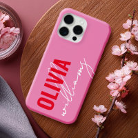 Monogramme de nom rouge rose moderne