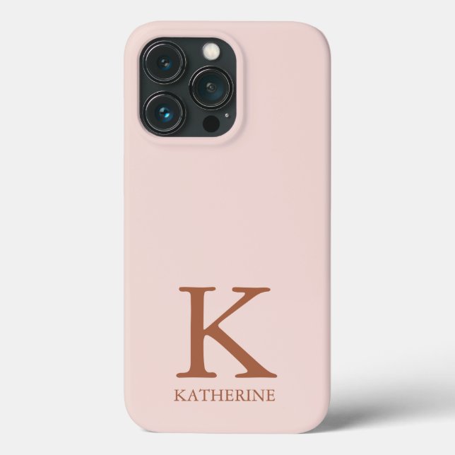 Coques Case-Mate iPhone Monogramme de nom serif féminin rose poudré élégan (Verso)