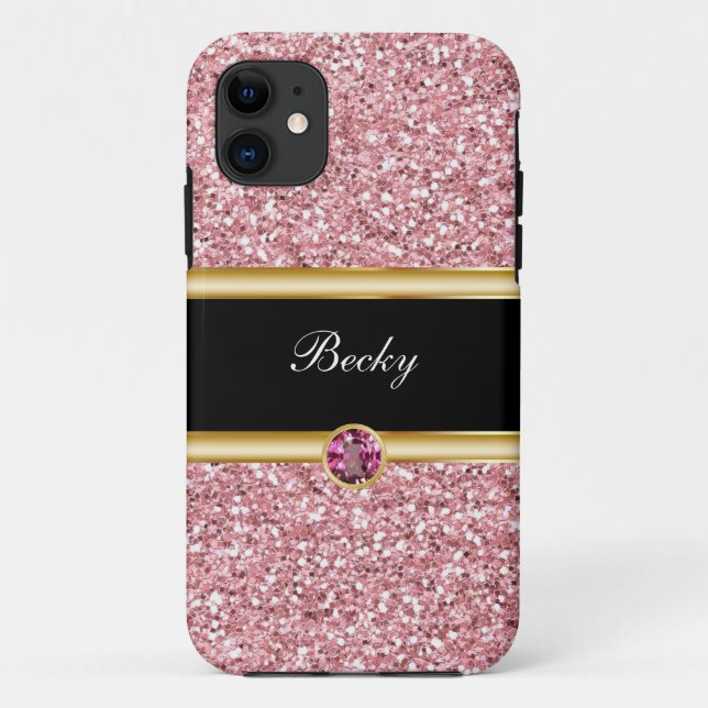 Coques Case-Mate iPhone Monogramme de Parties scintillant à bijoux classiq (Dos)