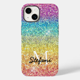 Coque Case-Mate iPhone Monogramme de Parties scintillant arc-en-ciel Whim