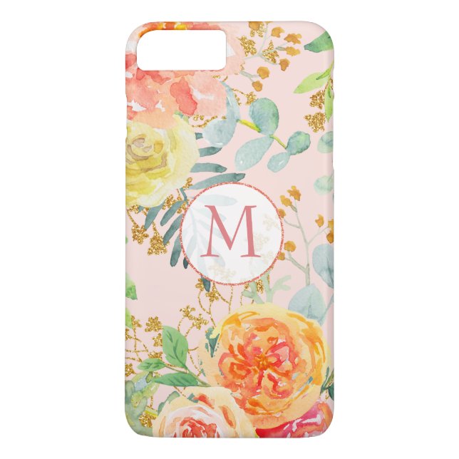 Coques Case-Mate iPhone Monogramme de Parties scintillant d'Eucalyptus ros (Dos)