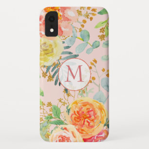 Case-Mate iPhone Case Monogramme de Parties scintillant d'Eucalyptus ros