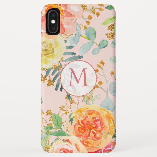 Coques Case-Mate iPhone Monogramme de Parties scintillant d'Eucalyptus ros (Dos)