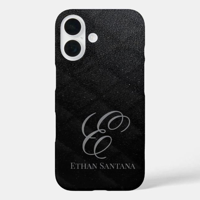 Coques Case-Mate iPhone Monogramme de Parties scintillant noire (Verso)