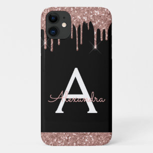 Case-Mate iPhone Case Monogramme de Parties scintillant noire rose rouge