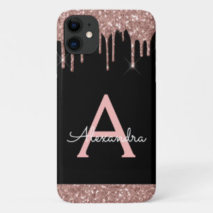 Case-Mate iPhone Case Monogramme de Parties scintillant noire rose rouge
