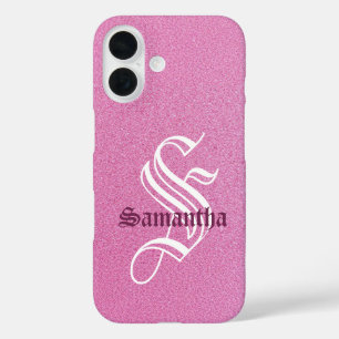 Coque Pour iPhone 16 Monogramme de Parties scintillant rose personnalis