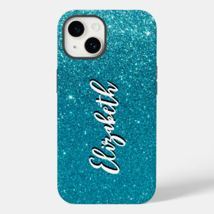 Coque Case-Mate iPhone Monogramme de Parties scintillant Turquoise Faux W