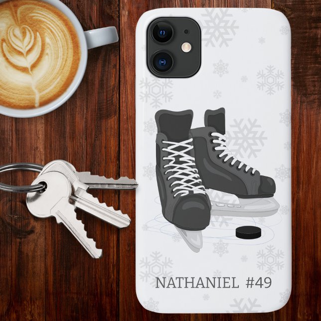 Coques Case-Mate iPhone Monogramme de patinage de hockey (Créateur téléchargé)