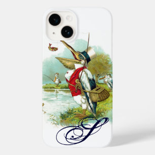 Coque Pour iPhone 14 MONOGRAMME DE PÊCHE M. PELICAN, blanc