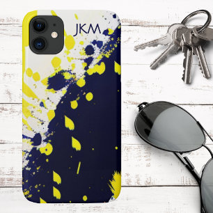 Case-Mate iPhone Case Monogramme de peinture jaune bleu marine et maïs