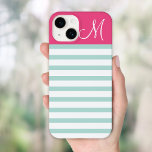 Coque Pour iPhone 14 Monogramme de pinte et de pointes roses<br><div class="desc">Joli Design élégant et moderne avec des bandes horizontales et des blocs de couleurs solides avec un monogramme personnalisé Lettre initiale</div>