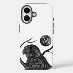 Coque Pour iPhone 16 Monogramme de Pleine lune de faucon