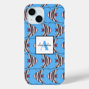 Coque Case-Mate iPhone Monogramme de poisson bleu