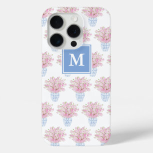 Coque Case-Mate iPhone Monogramme de prédilection Flore rose Flore Bleu 