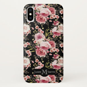 Case-Mate iPhone Case Monogramme de profusion de rose de rose - arrière