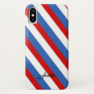 Etui iPhone Case-Mate Monogramme de rayures bleu et blanc