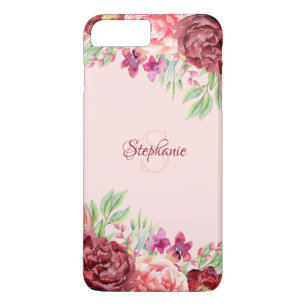 Case-Mate iPhone Case Monogramme de Rose Floral Burgundy Peach Blush