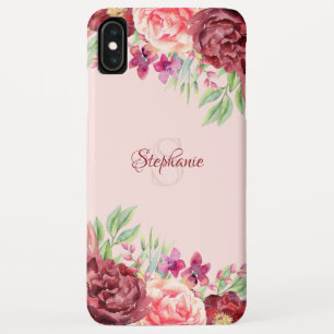 Case-Mate iPhone Case Monogramme de Rose Floral Burgundy Peach Blush