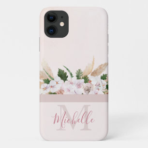 Case-Mate iPhone Case Monogramme de rose violet Vintage et nom