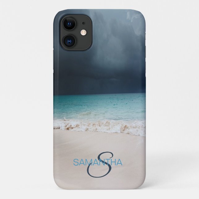 Coques Case-Mate iPhone Monogramme de sable du rivage de la plage tropical (Dos)