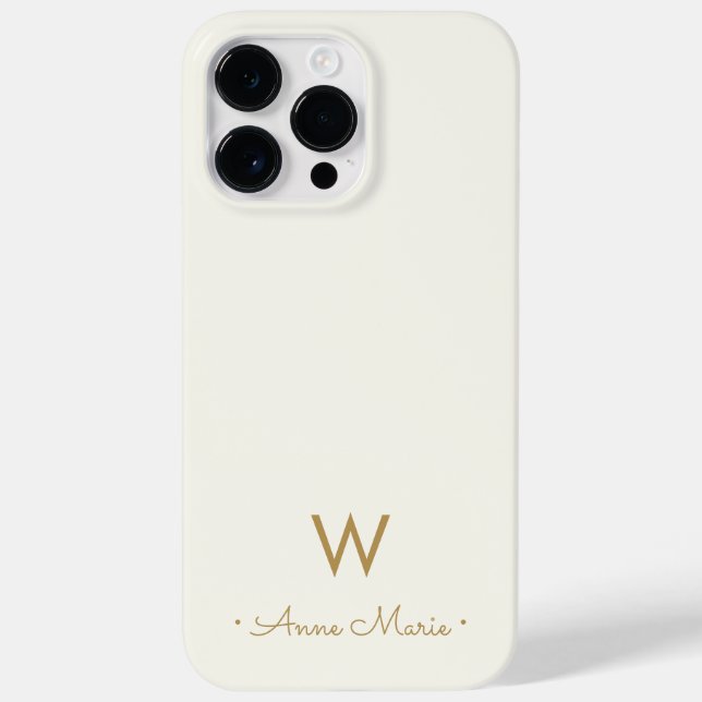 Coques Case-Mate iPhone Monogramme de script d'or ivoire moderne (Verso)