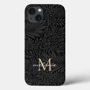 Case-Mate iPhone Case Monogramme de script floral élégant noir or