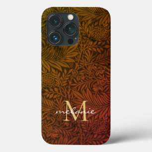 Case-Mate iPhone Case Monogramme de script floral élégant rouille orange