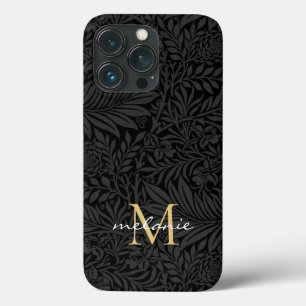 Case-Mate iPhone Case Monogramme de script floral noir élégant or
