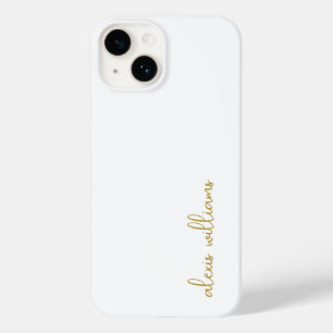 Coque Case-Mate iPhone Monogramme de signature minimaliste or blanc