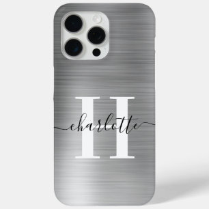 Coque Case-Mate iPhone Monogramme de signature moderne argenté