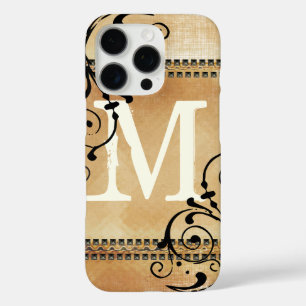 Coques iPhone 16 Pro Monogramme de tête de ongle vintage Grunge Faux