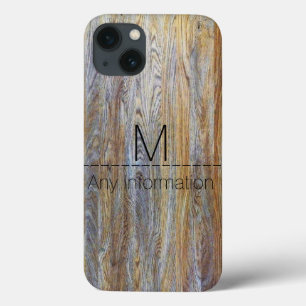 Coques Pour iPhone Monogramme de texture de grain de bois no 4