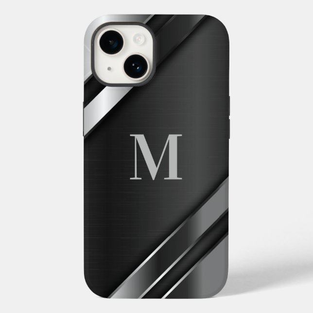 Coques Case-Mate iPhone Monogramme de texture métallique (Verso)