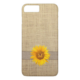 Coque Case-Mate Pour iPhone Monogramme de tournesol et de toile de jute de