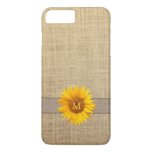 Coques Case-Mate iPhone Monogramme de tournesol et de toile de jute de (Dos)