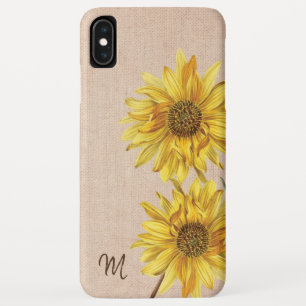 Case-Mate iPhone Case Monogramme de tournesols et toile de jute de campa