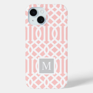 Coque Case-Mate iPhone Monogramme de Trellis rose et gris Couleurs modi